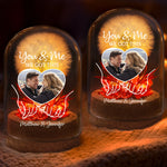Custom Photo Light Up Dandelion In Glass Dome - Personalized Anniversary Wedding Gifts For Couple - Our Story, Our Way