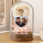 Custom Photo Light Up Dandelion In Glass Dome - Personalized Anniversary Wedding Gifts For Couple - Our Story, Our Way
