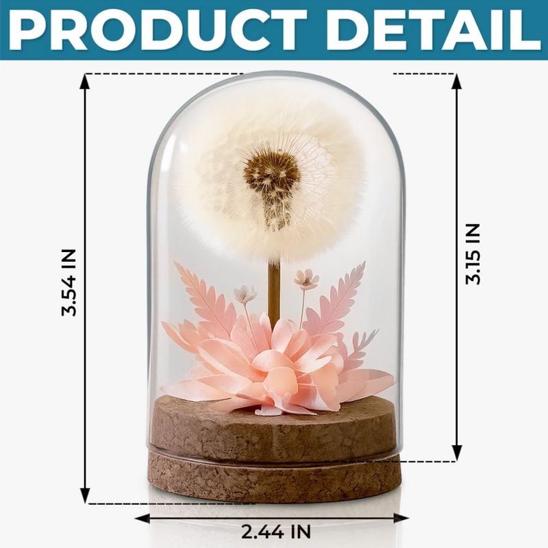 Custom Photo Light Up Dandelion In Glass Dome - Personalized Anniversary Wedding Gifts For Couple - Our Story, Our Way