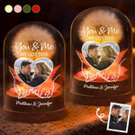 Custom Photo Light Up Dandelion In Glass Dome - Personalized Anniversary Wedding Gifts For Couple - Our Story, Our Way