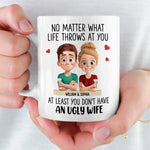 Custom Mug - Personalized Anniversary Wedding Gifts For Husband And Wife, Him And Her - Zero Ugly Wife Detected
