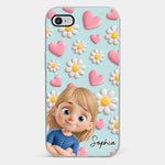 Custom 3D Inflated Effect Printed Clear Phone Case - Personalized Birthday Gifts For Mom, Grandma - Love You To Pieces