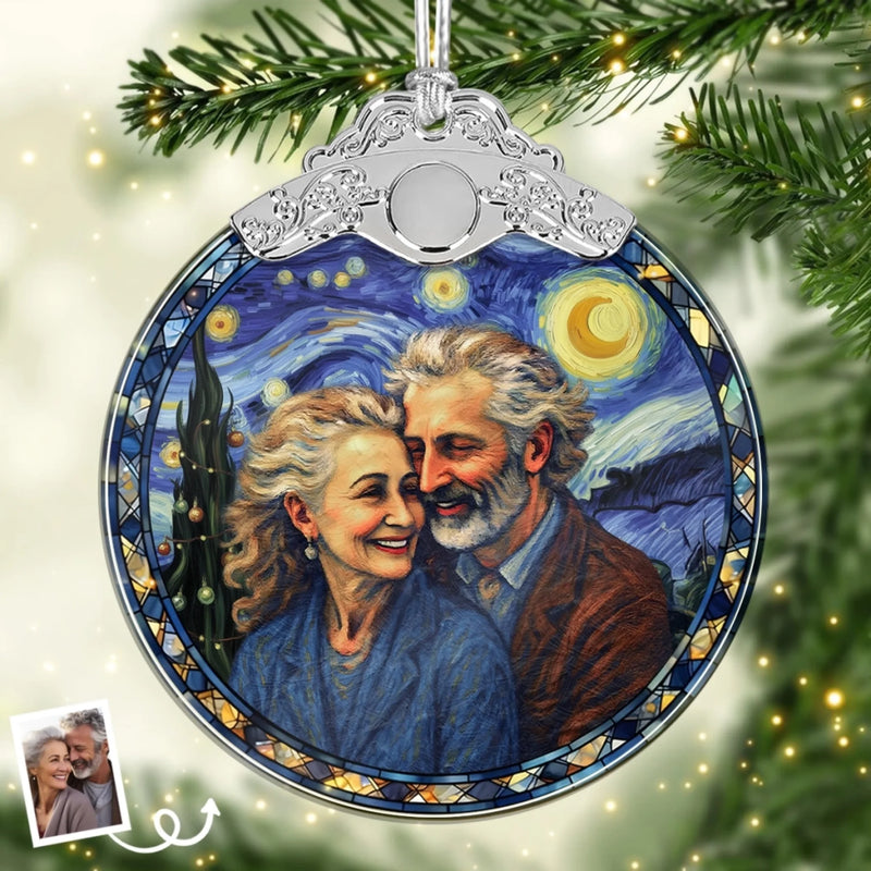 Custom Photo Glass Ornament - Personalized Anniversary Christmas Wedding Gifts For Husband And Wife, Him And Her - Holiday Smiles, Lifetime Love