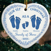 Custom Ceramic Ornament - Personalized Christmas Birthday Gifts For Mom, Dad, Kids - Our 1st Christmas