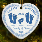 Custom Ceramic Ornament - Personalized Christmas Birthday Gifts For Mom, Dad, Kids - Our 1st Christmas