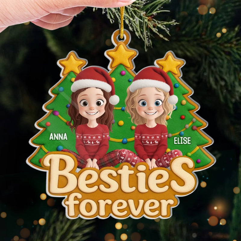 Custom Acrylic Ornament - Personalized Christmas Best Friend Birthday Gifts For Women, Besties, Sisters, BFF - Christmas Vibes With Besties