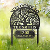 Custom Metal Garden Stake - Personalized Birthday Gifts For Mom, Dad, Kids - Welcome To Our Happy Home