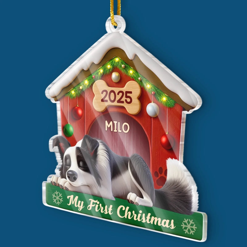 Custom Acrylic Ornament - Personalized Christmas Birthday Gifts For Dog Lovers, Dog Dad And Mom - Slept Through Santa, Woke Up To Love