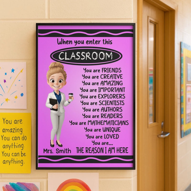 Custom Classroom Decor Vertical Poster - Personalized Back To School Gifts For Teachers - Where Learning And Fun Meet