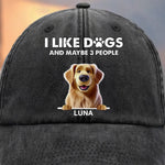 Custom Vintage Washed Denim Baseball Cap - Personalized Birthday Gifts For Dog Lovers, Dog Dad And Mom - Dog Dad Squad