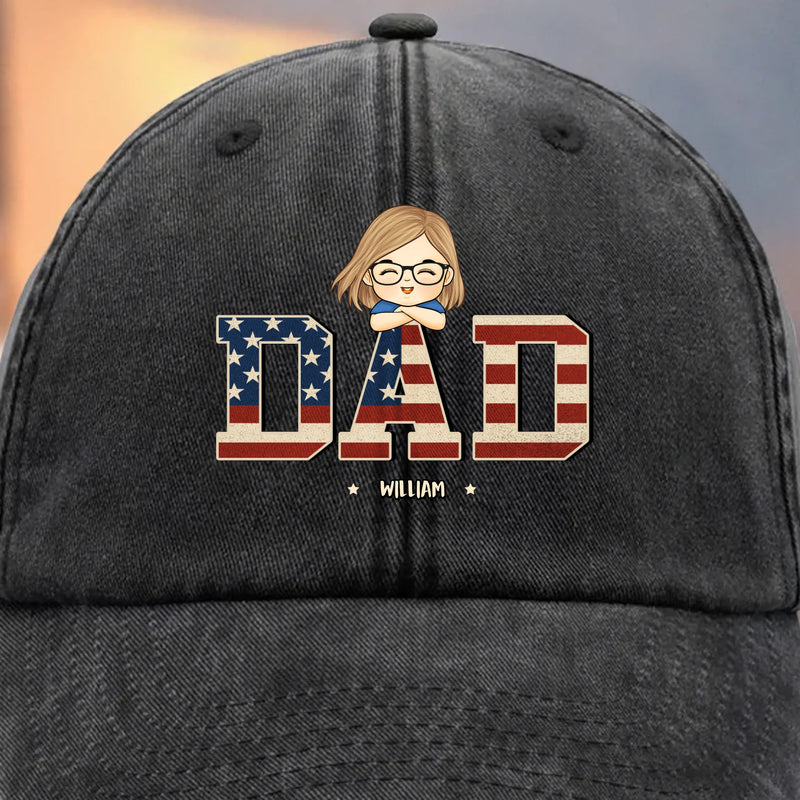 All Love, All Papa - Family Personalized Custom Vintage Washed Denim Baseball Cap - Father's Day, Gift For Dad, Grandpa