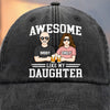 Cool Dad, Cooler Daughter - Family Personalized Custom Vintage Washed Denim Baseball Cap - Father's Day, Gift For Dad