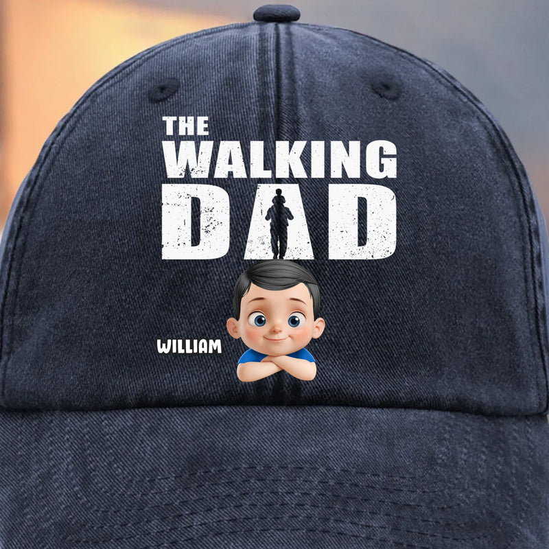 The Stroll Is Real - Family Personalized Custom Vintage Washed Denim Baseball Cap - Father's Day, Gift For Dad