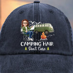 Life’s Better Around A Campfire - Camping Personalized Custom Vintage Washed Denim Baseball Cap - Gift For Camping Lovers