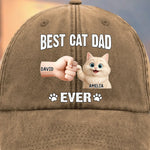 Custom Vintage Washed Denim Baseball Cap - Personalized Birthday Gifts For Cat Lovers, Cat Mom And Dad - My Kid Has Paws