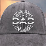 Always Dad Forever Proud - Family Personalized Custom Vintage Washed Denim Baseball Cap - Father's Day, Gift For Dad, Grandpa