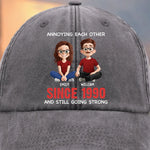 Custom Vintage Washed Denim Baseball Cap - Personalized Anniversary Wedding Gifts For Husband And Wife, Him And Her - Cheers To Forever Bickering