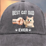 Custom Vintage Washed Denim Baseball Cap - Personalized Birthday Gifts For Cat Lovers, Cat Mom And Dad - My Kid Has Paws