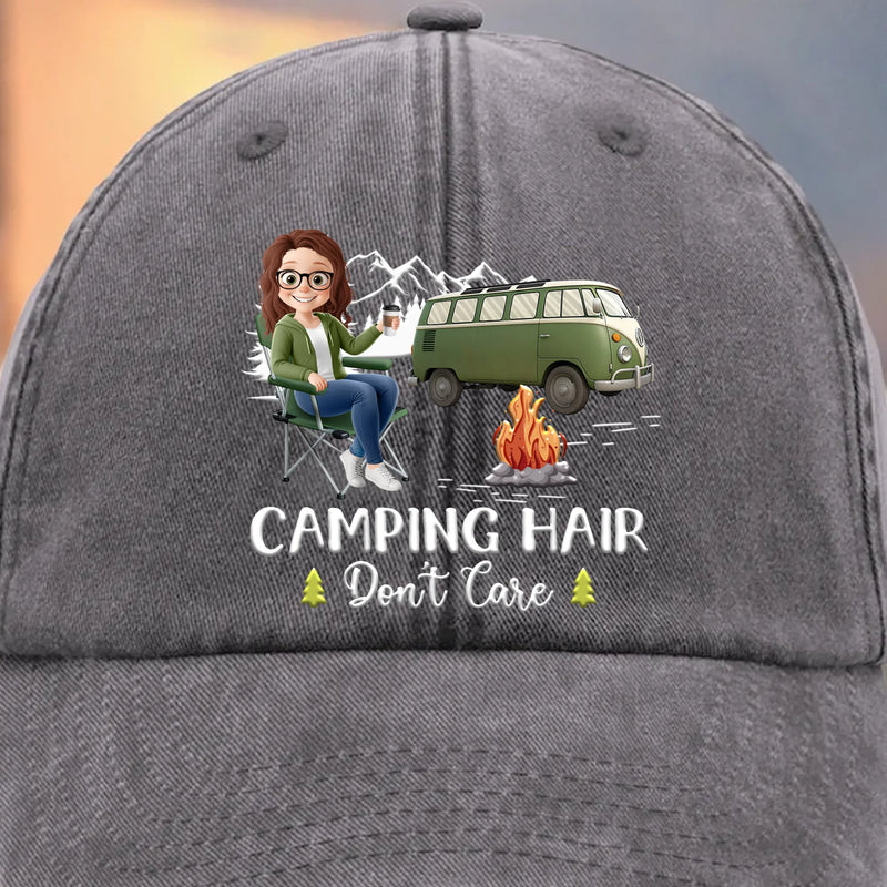 Life’s Better Around A Campfire - Camping Personalized Custom Vintage Washed Denim Baseball Cap - Gift For Camping Lovers