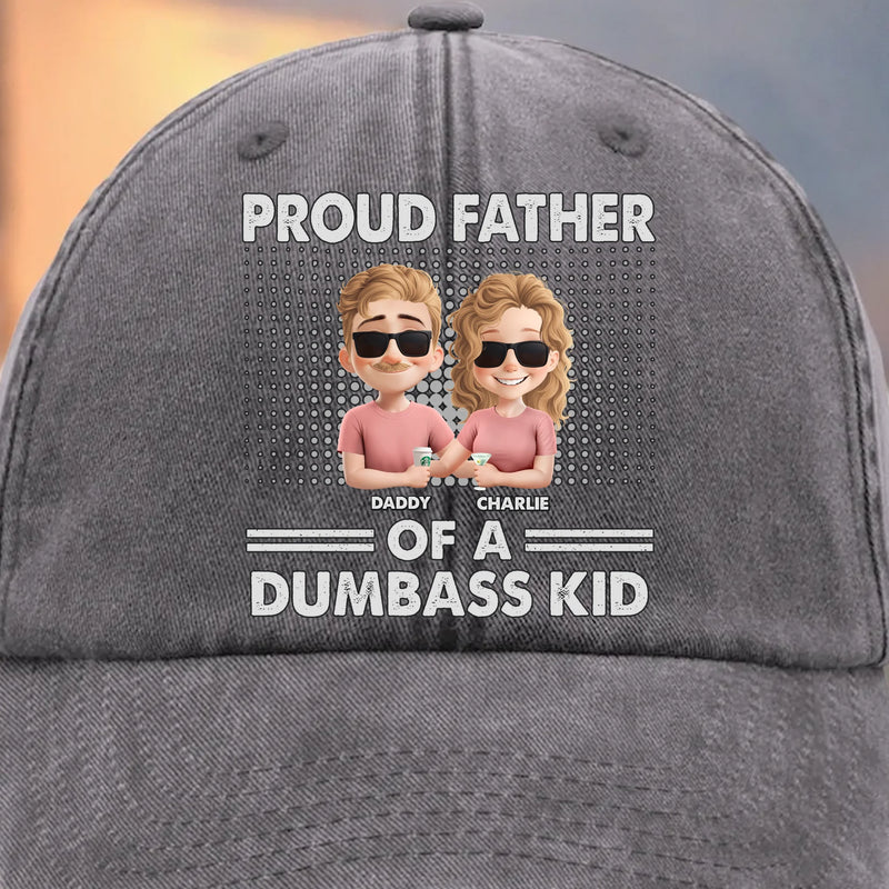 Rooted In Love, Carved In Time - Family Personalized Custom Vintage Washed Denim Baseball Cap - Father's Day, Gift For Dad