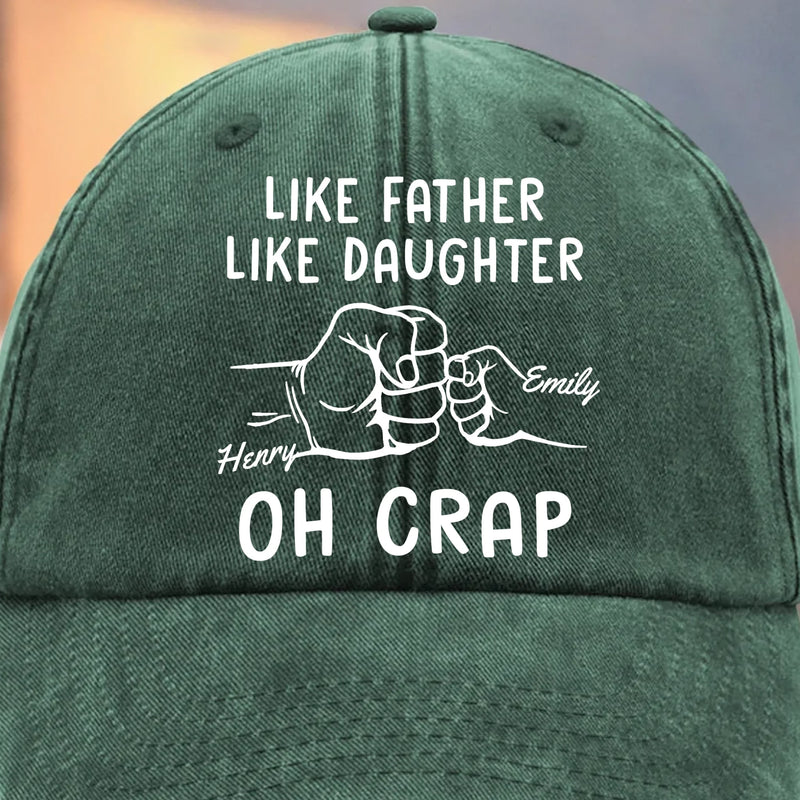 Matching Genes, Matching Mess - Family Personalized Custom Vintage Washed Denim Baseball Cap - Father's Day, Gift For Dad, Daughter