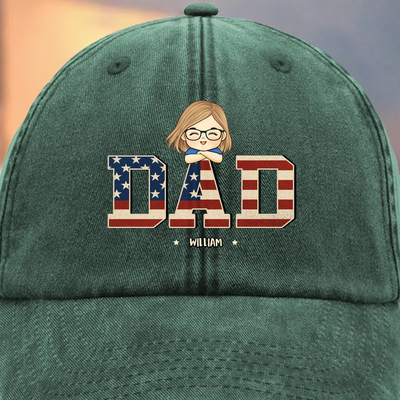 All Love, All Papa - Family Personalized Custom Vintage Washed Denim Baseball Cap - Father's Day, Gift For Dad, Grandpa