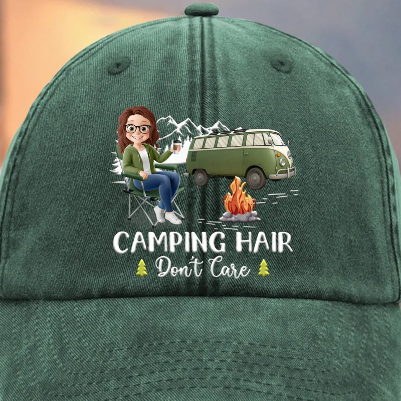Life’s Better Around A Campfire - Camping Personalized Custom Vintage Washed Denim Baseball Cap - Gift For Camping Lovers