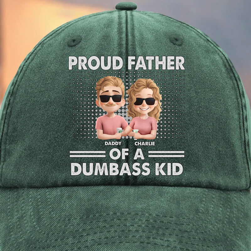 Rooted In Love, Carved In Time - Family Personalized Custom Vintage Washed Denim Baseball Cap - Father's Day, Gift For Dad
