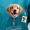 Custom Photo Acrylic Badge Reel - Personalized Birthday Gifts For Nurse, Coworker, Dog Cat Lovers, Dog Dad And Mom, Cat Owners - Fur Real, I’m On Duty
