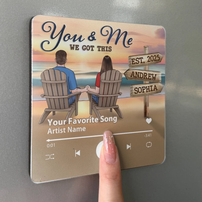 Custom Music Fridge Magnet That Can Play Songs - Personalized Anniversary Wedding Gifts For Husband And Wife, Him And Her - Our Story, Our Shore