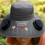 Custom Hat With Fans Solar Power - Personalized Garden Gifts For Grandma, Gardeners, Mom - Garden Of Love And Legacy