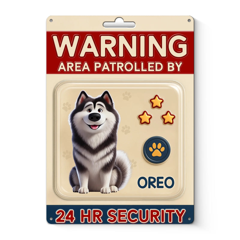 Custom Home Decor Metal Sign - Personalized  Birthday Gifts For Dog Lovers, Dog Dad And Mom - Fluffy Security On Duty