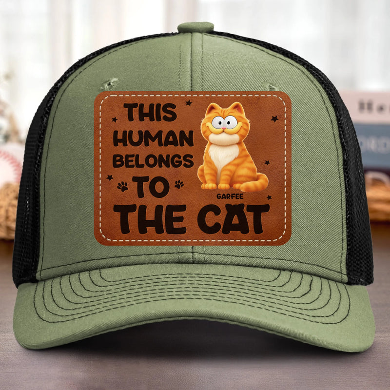 Custom Shaped Leather Patch Hat - Personalized Birthday Gifts For Cat Lovers, Cat Mom And Dad - Owned By The Cat Proudly
