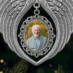 Custom Photo Metal Angel Wings Ornament - Personalized Memorial Sympathy Gifts For Loss Of Mom, Dad - Forever In Our Hearts