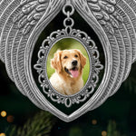 Custom Photo Metal Angel Wings Ornament - Personalized Pet Memorial Sympathy Gifts For Dogs, Cats - Your Paws Left Prints On Our Souls