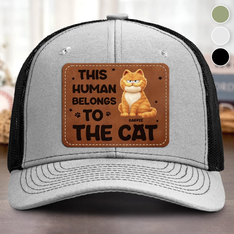 Custom Shaped Leather Patch Hat - Personalized Birthday Gifts For Cat Lovers, Cat Mom And Dad - Owned By The Cat Proudly