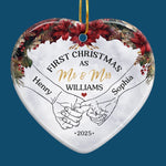 Custom Ceramic Ornament - Personalized Anniversary Christmas Wedding Gifts For Husband And Wife, Him And Her -  Forever Begins This Christmas
