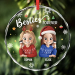 Custom Circle Glass Ornament - Personalized Christmas Best Friend Birthday Gifts For BFF, Best Friends, Bestie - Friendship Is The Gift That Lasts