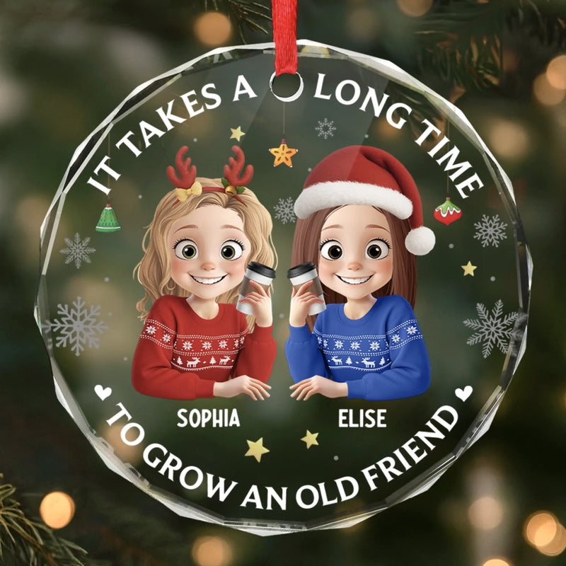 Custom Circle Glass Ornament - Personalized Christmas Best Friend Birthday Gifts For BFF, Best Friends, Bestie - Friendship Is The Gift That Lasts