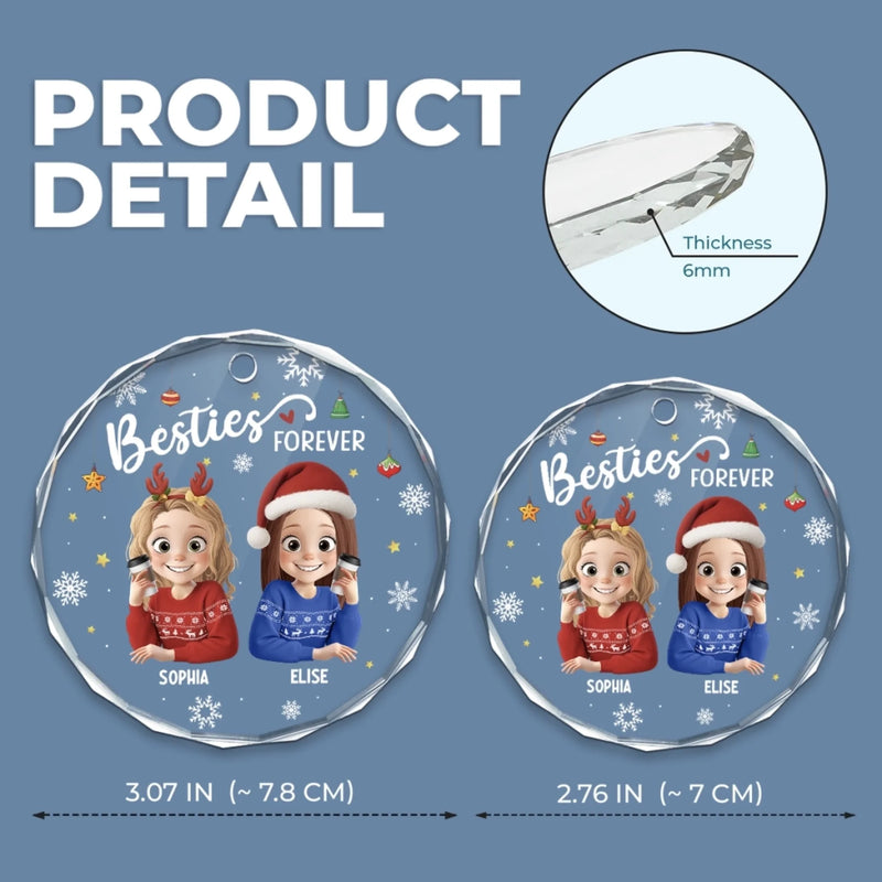 Custom Circle Glass Ornament - Personalized Christmas Best Friend Birthday Gifts For BFF, Best Friends, Bestie - Friendship Is The Gift That Lasts