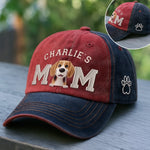 Custom Embroidered Effect Washed Denim Baseball Cap - Personalized Birthday Gifts For Dog Lovers, Dog Mom - Proud Dog Mom