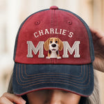 Custom Embroidered Effect Washed Denim Baseball Cap - Personalized Birthday Gifts For Dog Lovers, Dog Mom - Proud Dog Mom