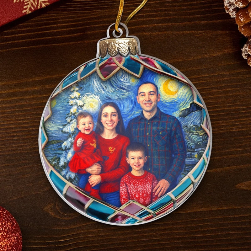 Custom Photo Acrylic Ornament - Personalized Christmas Birthday Gifts For Mom, Dad, Kids - Our Starry Christmas