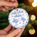 Custom Long Distance Ceramic Ornament - Personalized Best Friend Christmas Birthday Gifts For Women, Besties, Sisters, BFF - Connected By Heart No Matter The Miles
