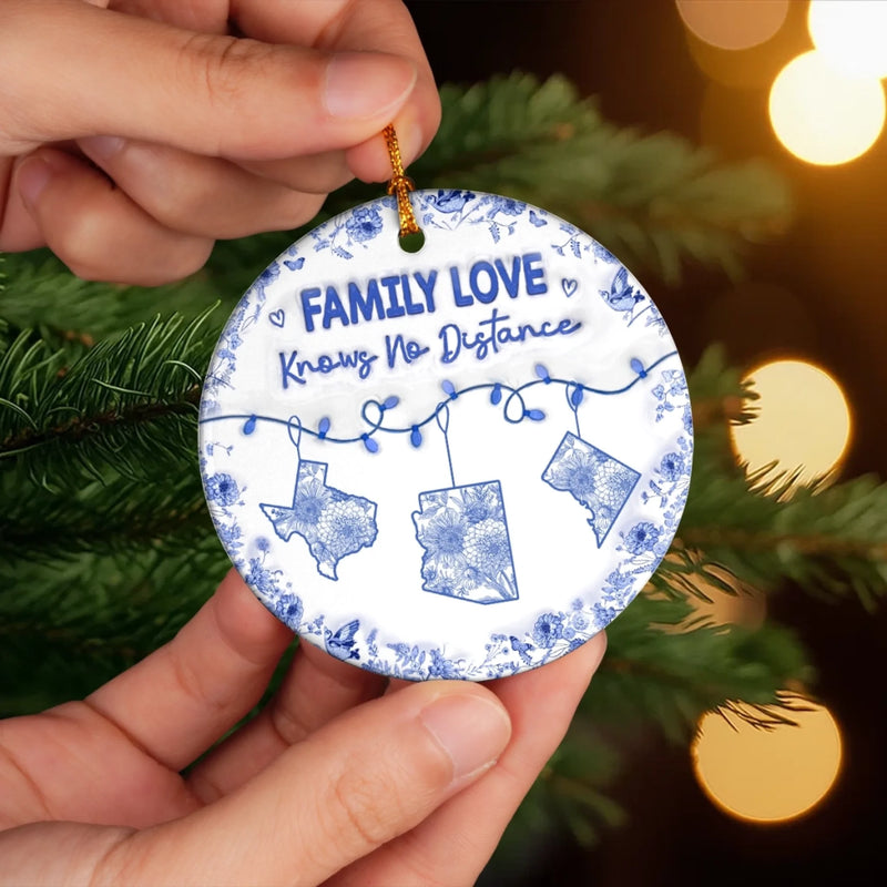 Custom Long Distance Ceramic Ornament - Personalized Christmas Birthday Gifts For Mom, Dad, Brother, Sister, Kids - Miles Apart But Always Close At Heart