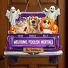 Custom Wood Sign - Personalized Halloween Birthday Gifts For Dog Cat Lovers, Dog Dad And Mom, Cat Owners - Trick Or Treat, Paws On Repeat