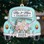Custom Metal Ornament - Personalized Anniversary Christmas Wedding Gifts For Couple, Husband, Wife - Driving Into Forever Together