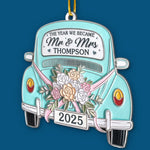 Custom Metal Ornament - Personalized Anniversary Christmas Wedding Gifts For Couple, Husband, Wife - Driving Into Forever Together