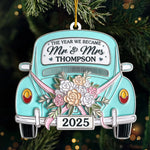 Custom Metal Ornament - Personalized Anniversary Christmas Wedding Gifts For Couple, Husband, Wife - Driving Into Forever Together