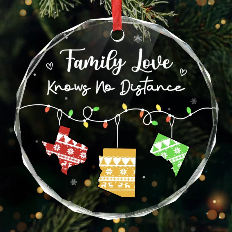 Custom Long Distance Circle Glass Ornament - Personalized Christmas Best Friend Birthday Gifts For Women, Besties, Sisters, BFF, Family - Wish We Were Closer Always